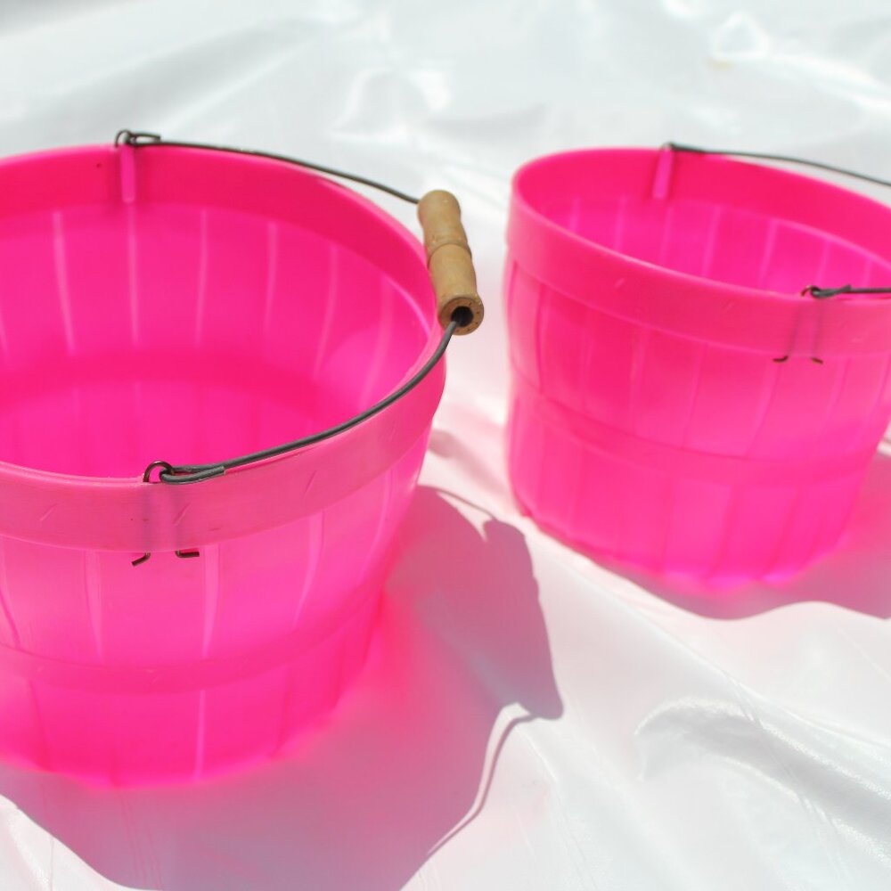 Vintage Pink Plastic Buckets